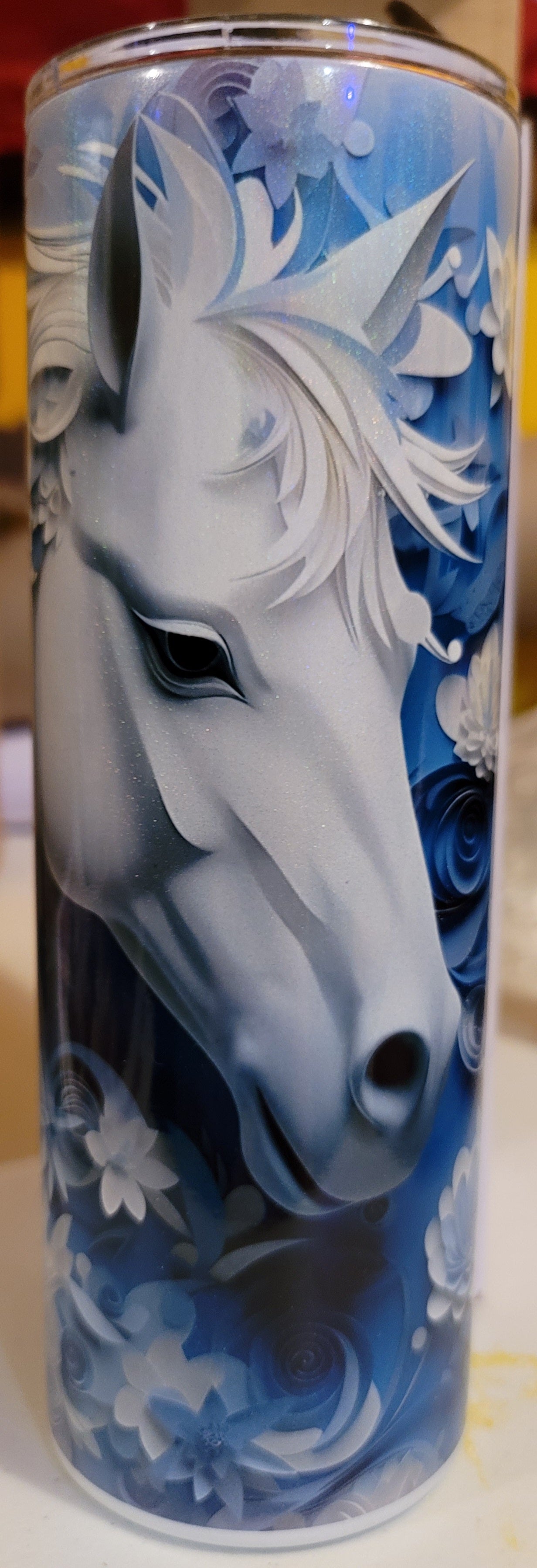3d horse shimmer tumbler